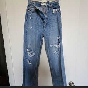 Zara Women's Blue Distressed Jeans